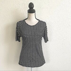 PHILOSOPHY Petite Black White Geometric Printed Short Sleeve Shirt SP PS EUC